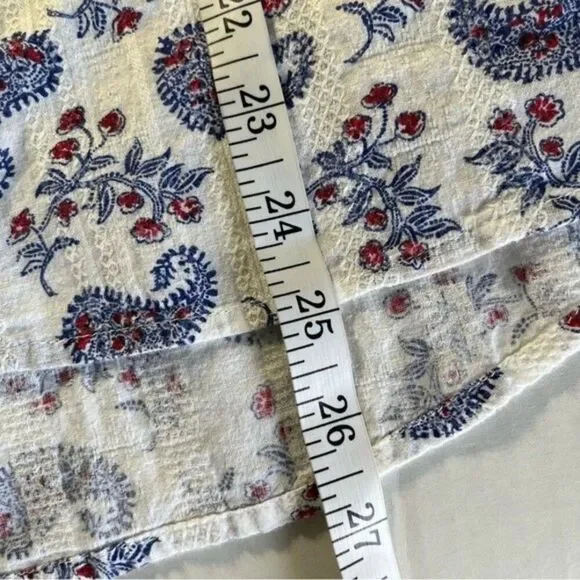 Ruff Hewn Boho Paisley Button Down Blouse - Red White Blue Crochet Large - Picture 10 of 10